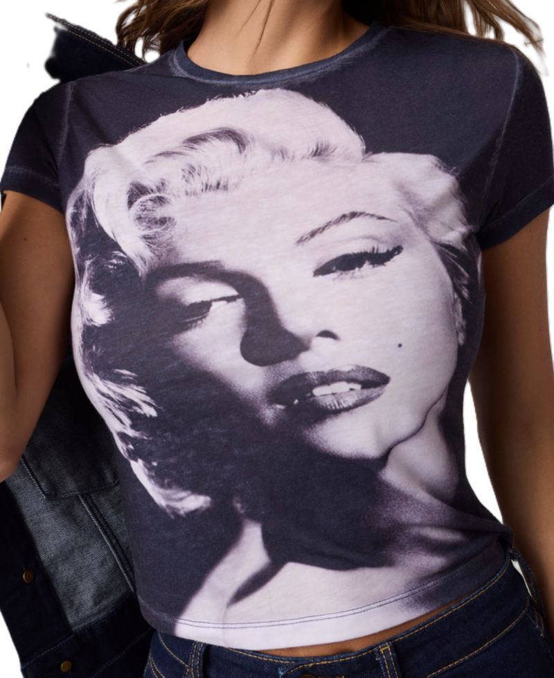 Women's Marilyn Slim Face Graphic Retro T-Shirt