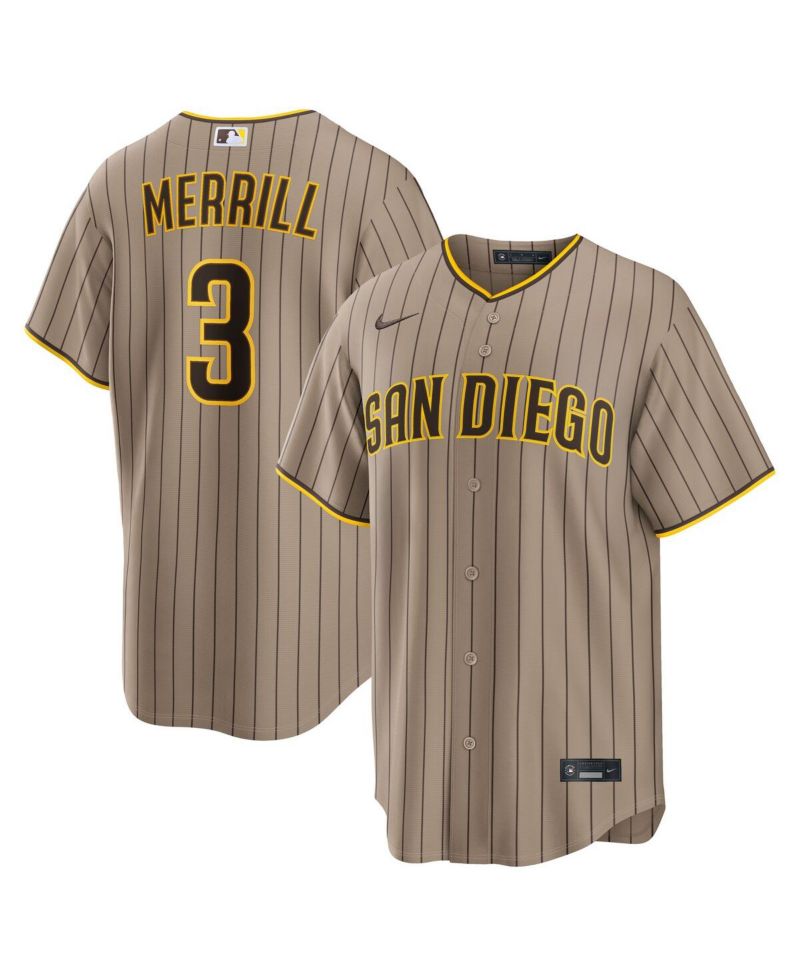 Men's Jackson Merrill Sand San Diego Padres Alternate Replica Jersey