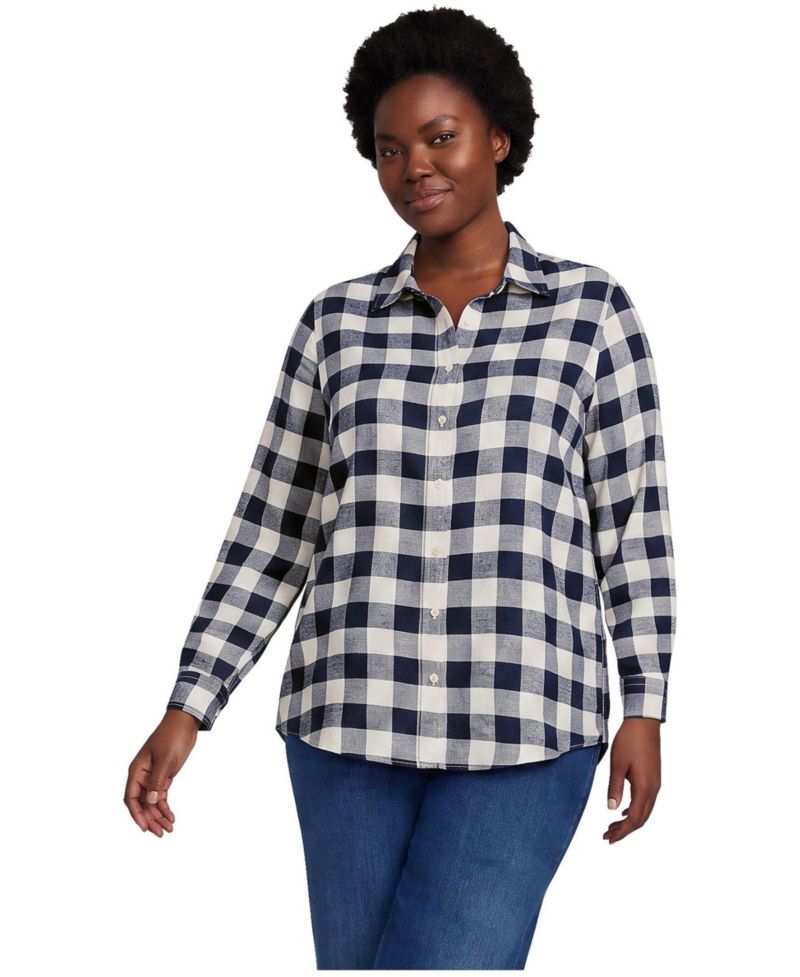 Plus Size Flannel Boyfriend Long Sleeve Shirt