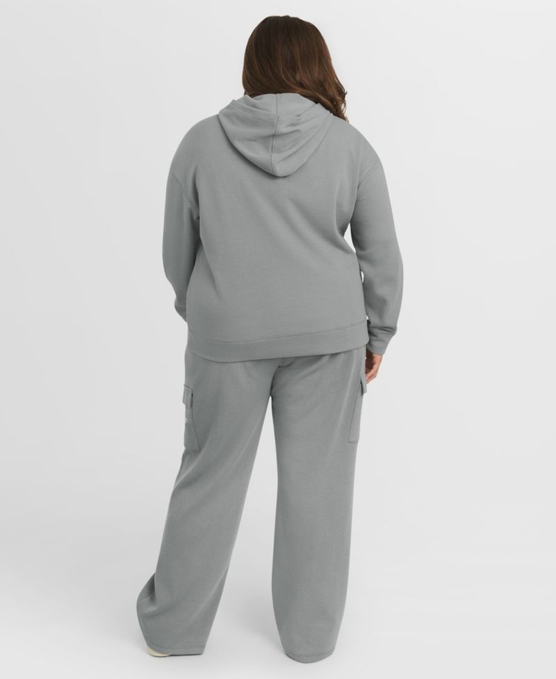 Women's Gray New York Yankees Plus Size Waffle-Knit Long-Sleeve Hoodie Lounge Pant Set
