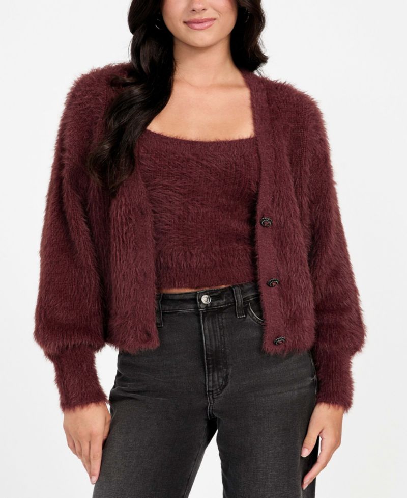 Women's Keyla Rhinestone-Button Cardigan Sweater