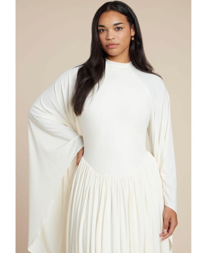 Plus Size Mock Neck Long-Sleeve Maxi Dress