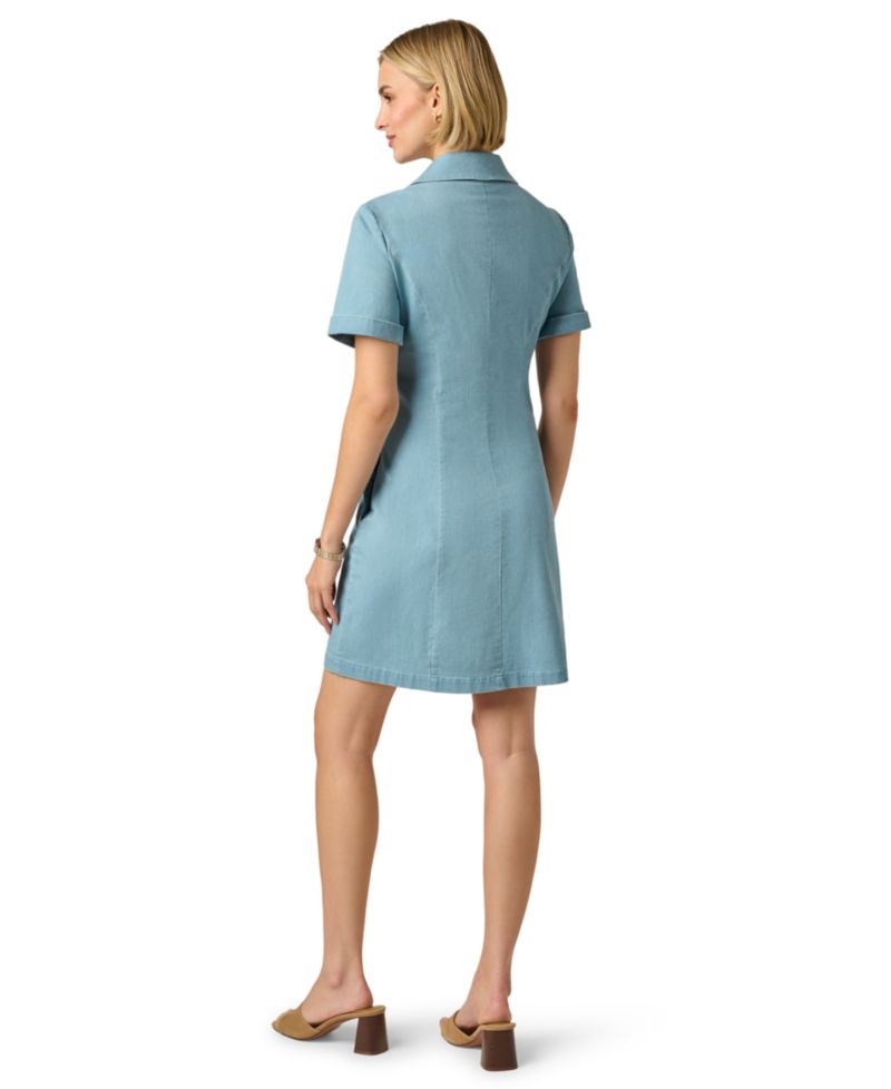 Women's Chambray Collared V-Neck Dress