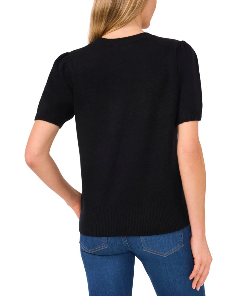 Women's Ribbon-Trim Short-Sleeve Sweater