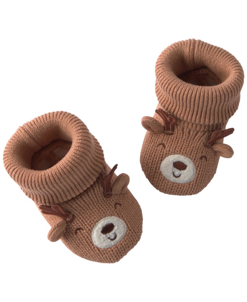 Baby Boys' or Baby Girls' Reindeer Slip-On Knit Booties