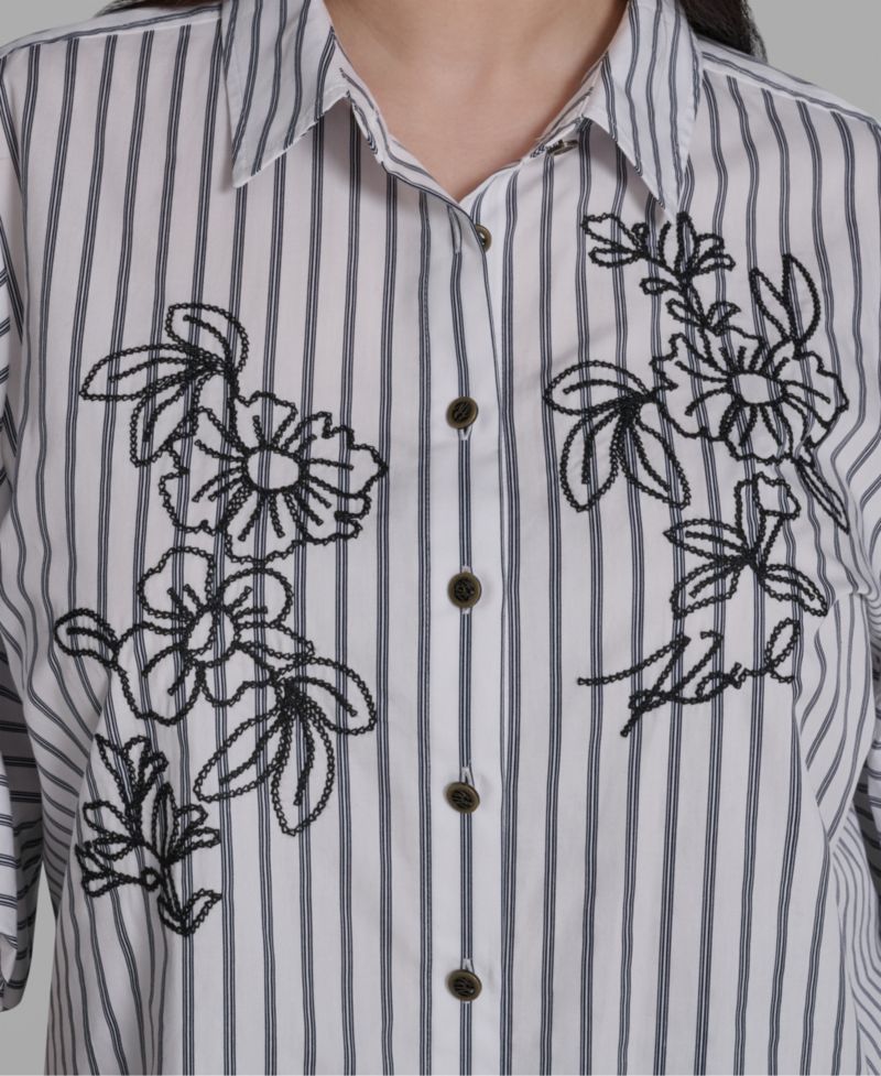 Plus Size Cotton Collared Shirt