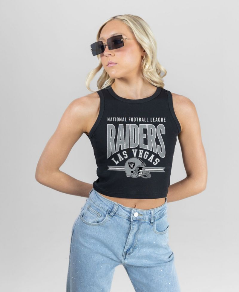 Women's Las Vegas Raiders Mic Drop Essential Ribbed Crop Tank Top