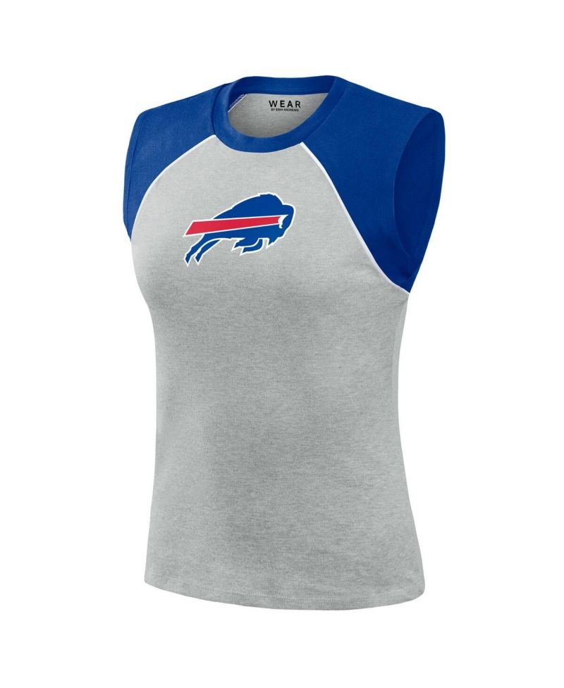 Women's Gray Buffalo Bills Cropped Raglan Tank Top