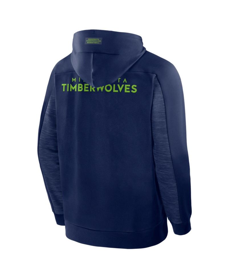 Men's Navy Minnesota Timberwolves Back Door Cut Play Defender Full-Zip Hoodie