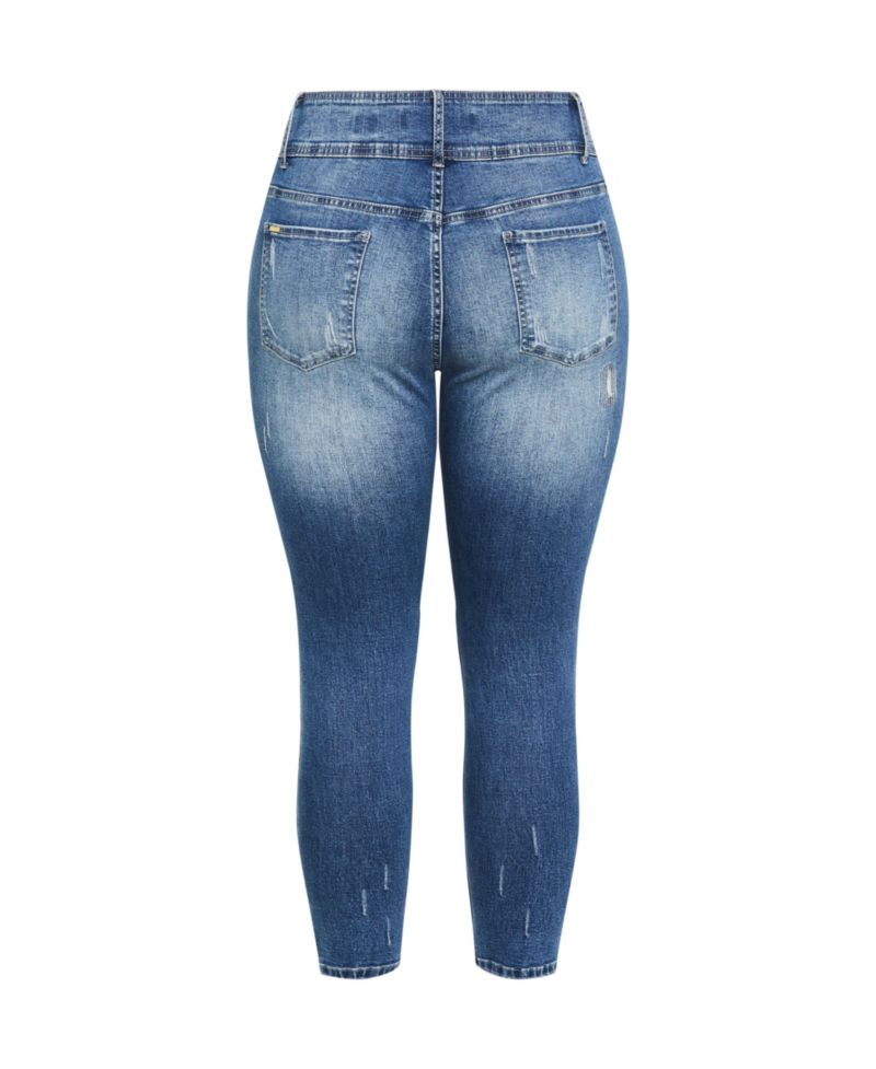 Plus Size Patched Apple Skinny Jean