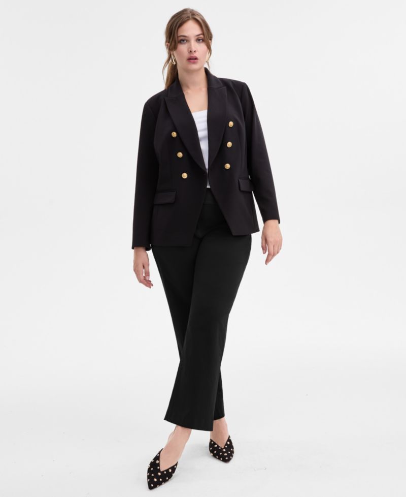 Plus Size Mid-Rise Pull-On Straight-Leg Pants