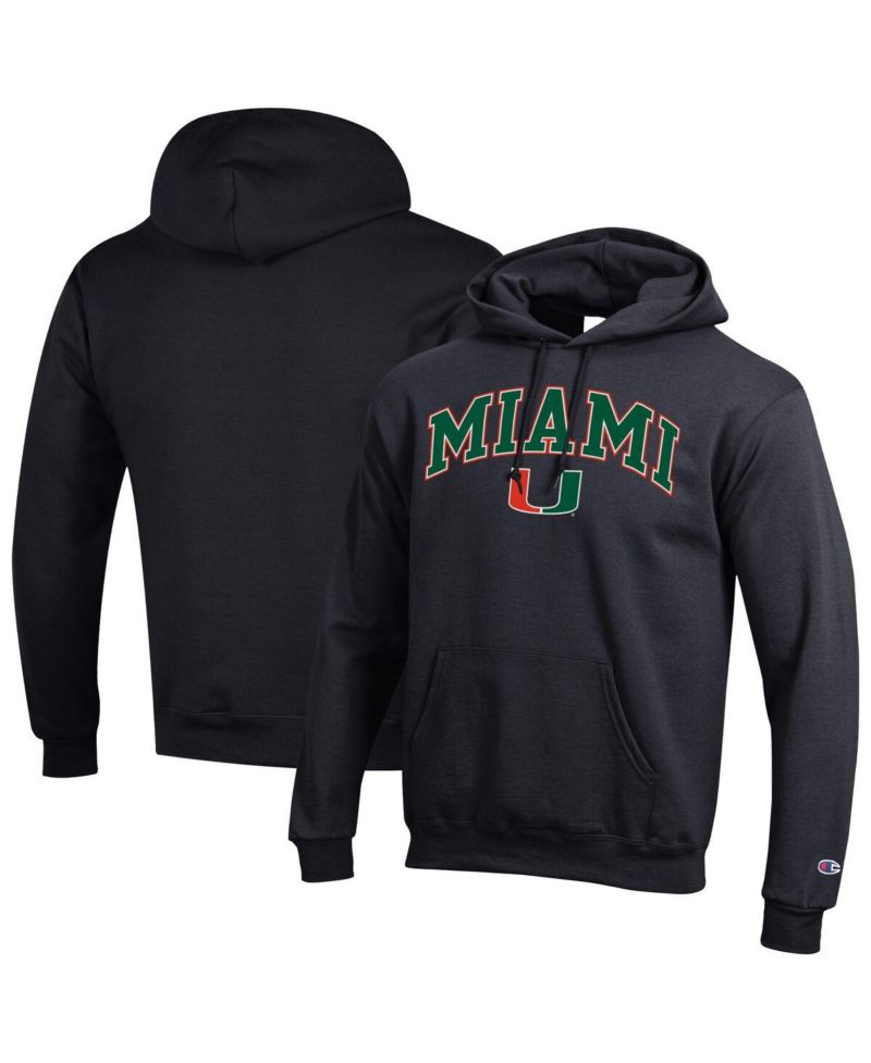 Men's Champion Orange Miami Hurricanes Arch Over Logo Pullover Hoodie