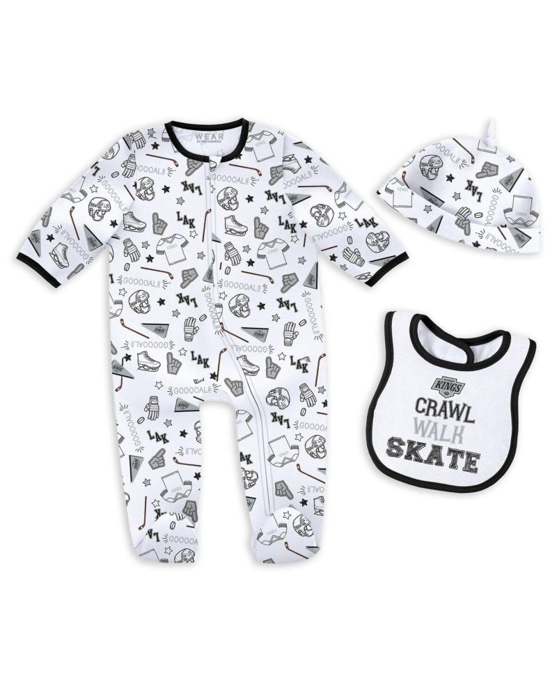 Baby Boys and Girls Los Angeles Kings Sleep and Play Sleeper Set with Bib
