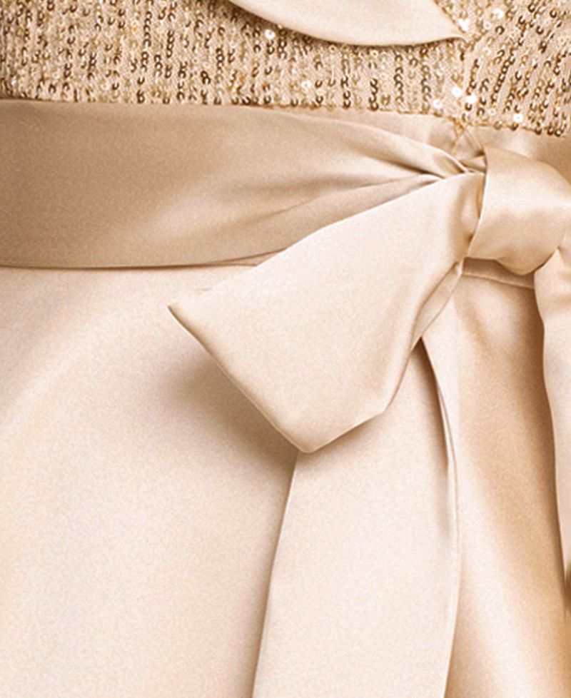 Women's Sequined Tuxedo Belted Ball Gown