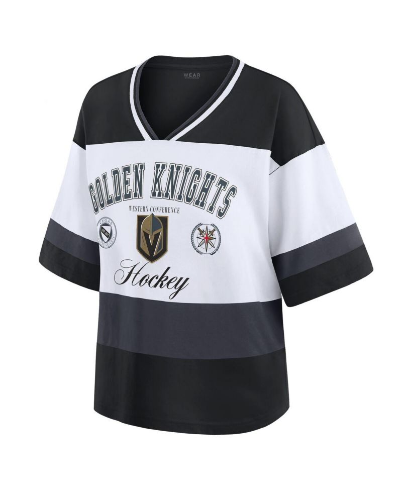 Women's Black/White Vegas Golden Knights Jersey Style T-Shirt