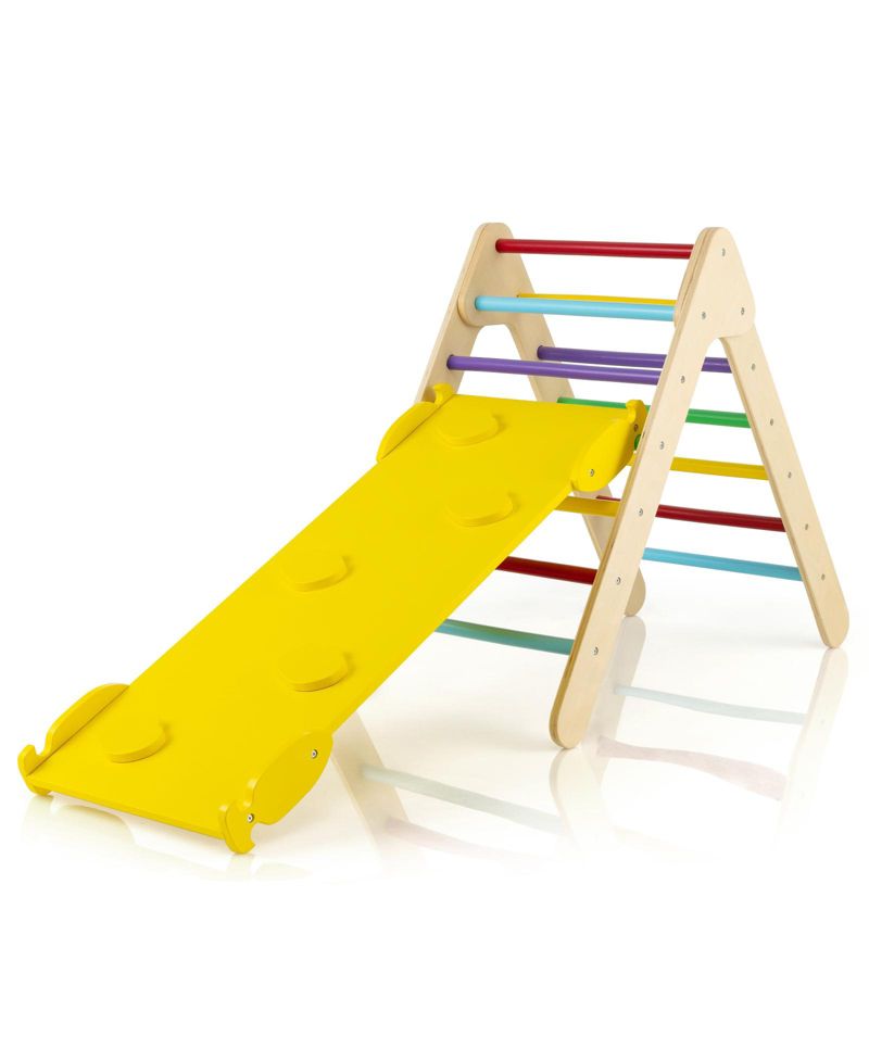 3-in-1 Wooden Climbing Triangle with Reversible Ramp, 2-Piece Set