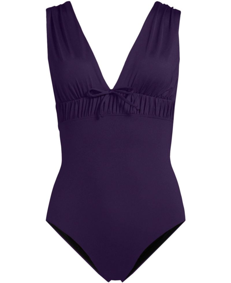 Women's Wide Strap Plunge Shirred One Piece
