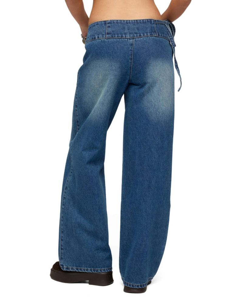 Women's Cleo Tie Waist Low Rise Baggy Jeans