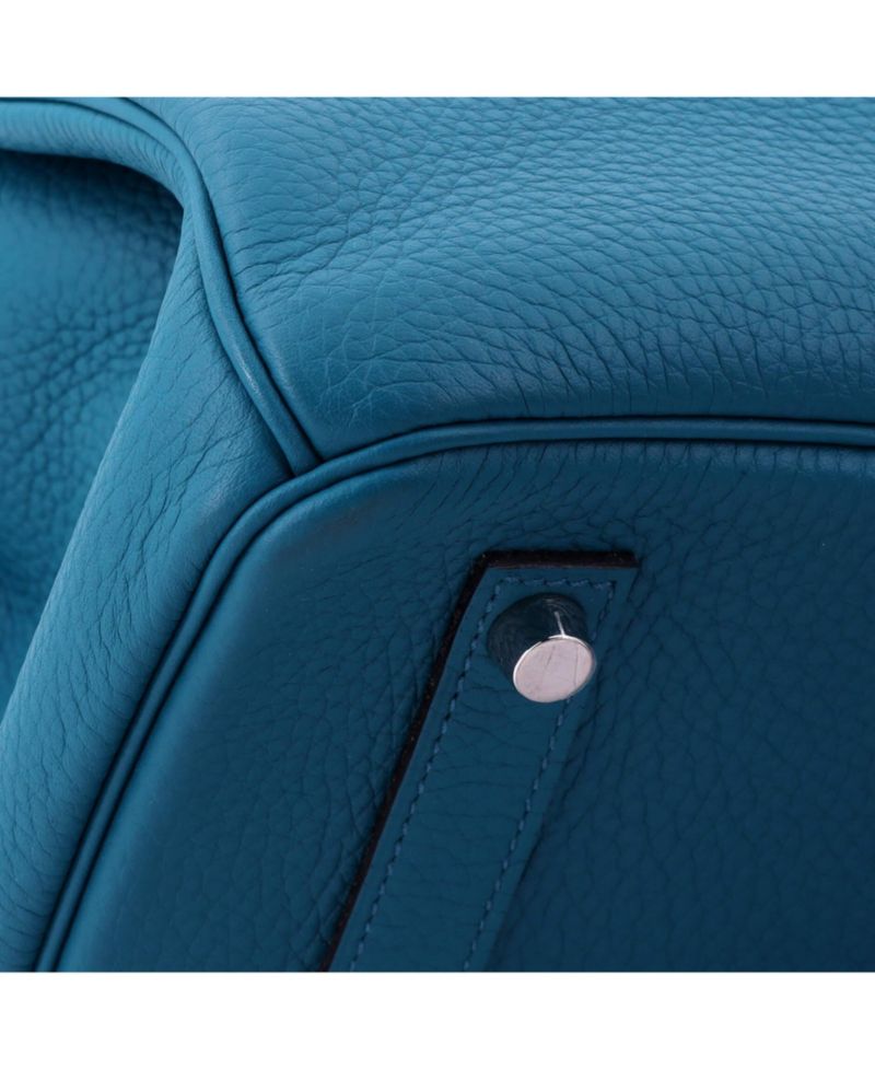 Birkin 35 Handbag Blue Clemence with Palladium Hardware