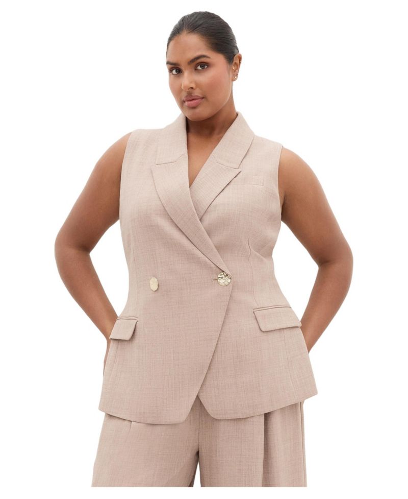 Plus Size Luci Tailored Sleeveless Collared Vest