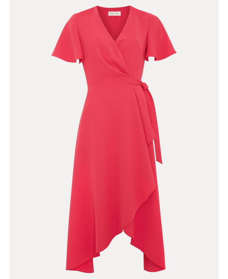 Women's Julissa V-Neck Short-Sleeve Asymmetric-Hem Midi Dress