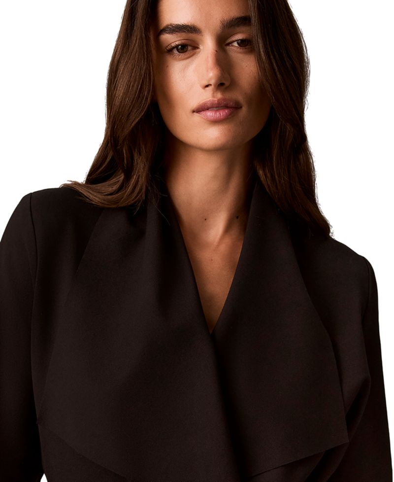 petite Collared Neck Belted Jacket