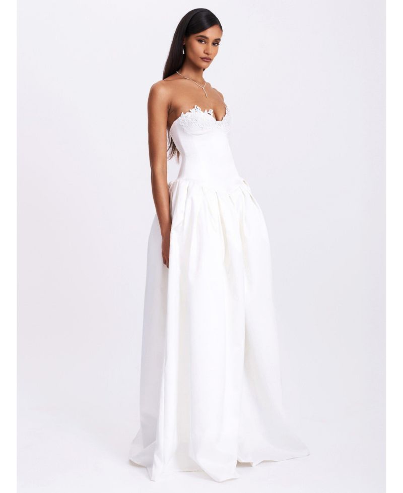 Women's Naila Lace Trim Strapless Drop Waist Wedding Gown
