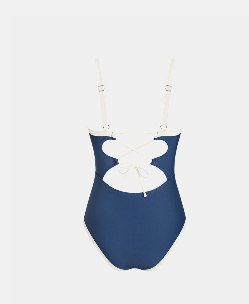 Women's Plunge One Piece Swimsuit Lace-up Back