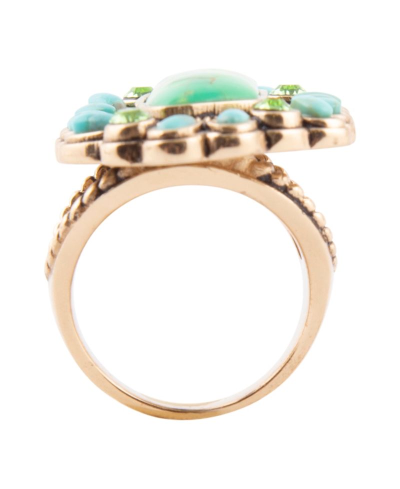 Legacy Lime Green and Blue Turquoise Golden Statement Ring