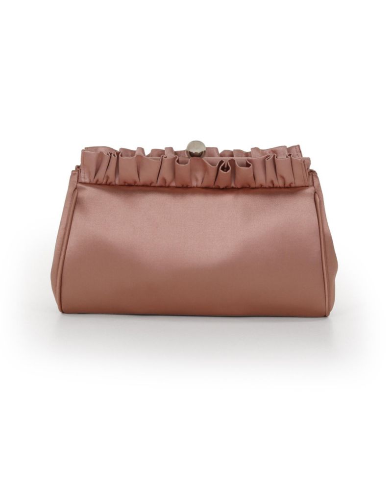 Woman's Olivia Satin Ruffle Top Pouch Clutch