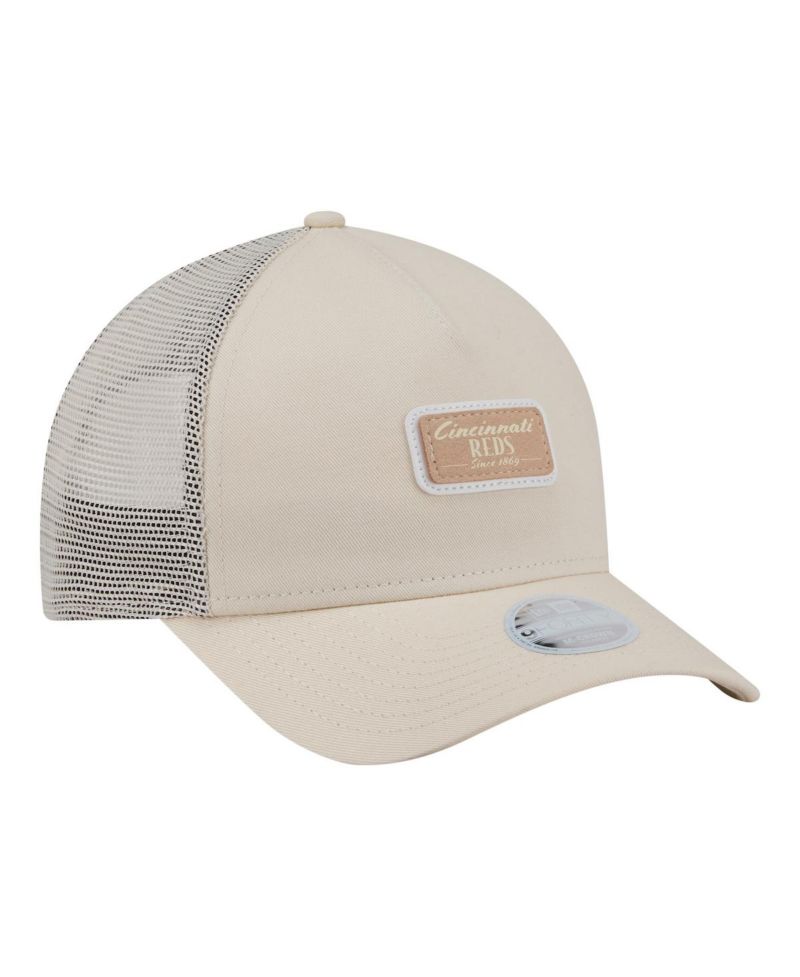 Women's Light Beige Cincinnati Reds Tonal Patch 9FORTY M-Crown A-Frame Trucker Adjustable Hat