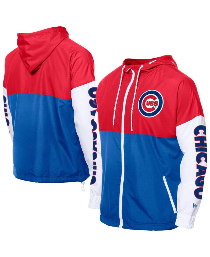 Men's Royal/Red Chicago Cubs Color Block Full-Zip Hoodie Windbreaker Jacket