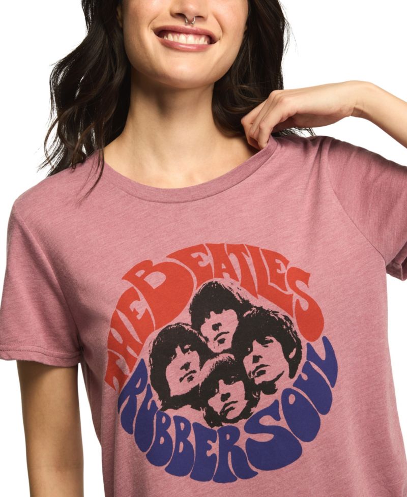 Women's The Beatles Rubber Soul Classic Crew Graphic Retro T-Shirt