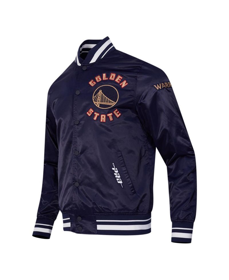 Men's Navy Golden State Warriors 2024/25 City Edition Chenille Satin Full-Snap Jacket