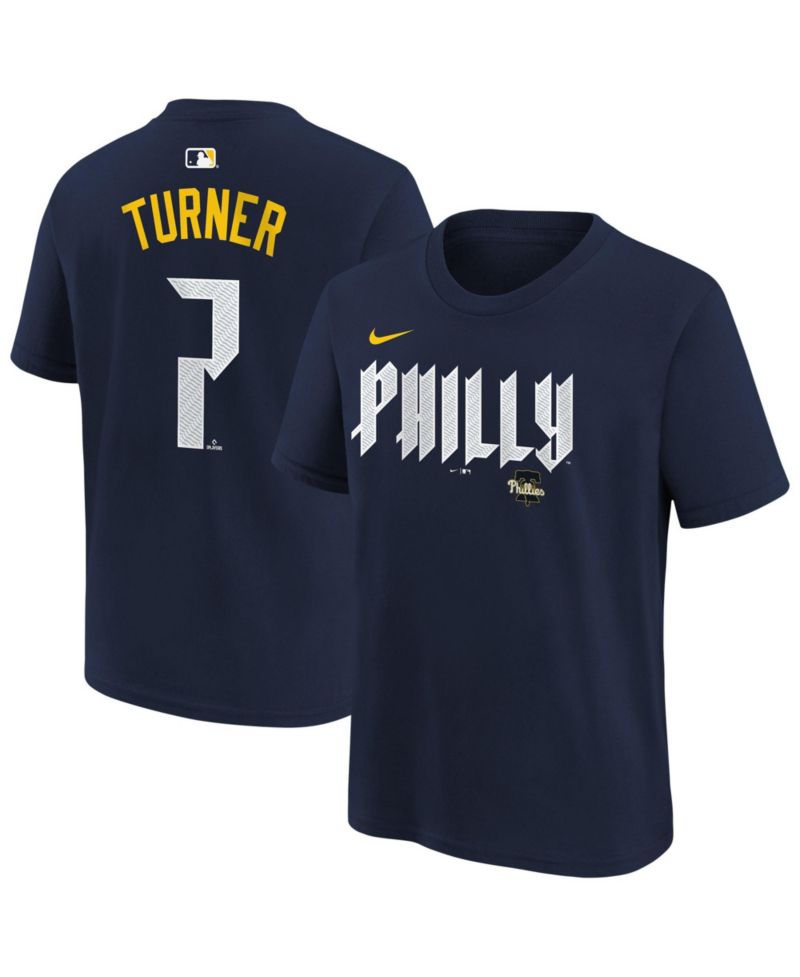 Big Boys and Girls Trea Turner Navy Philadelphia Phillies City Connect Name & Number T-Shirt