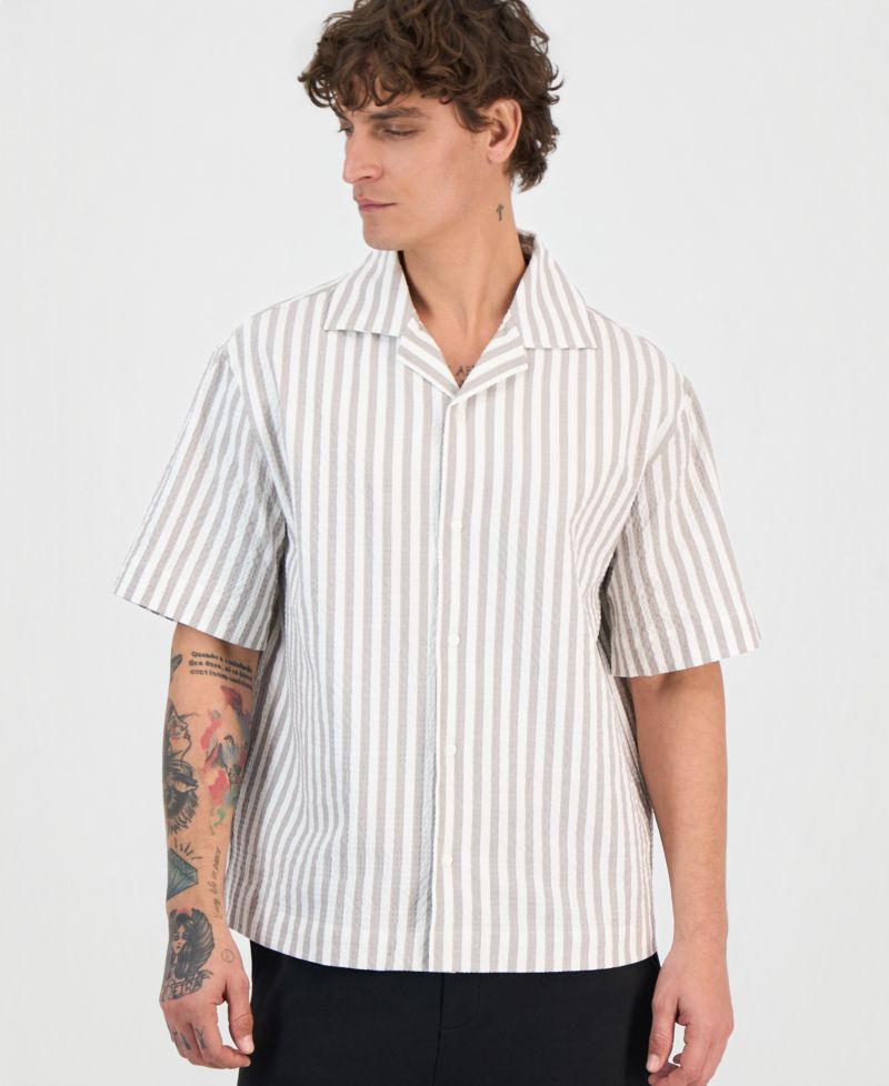Espino Cotton-Blend Striped Button Shirt