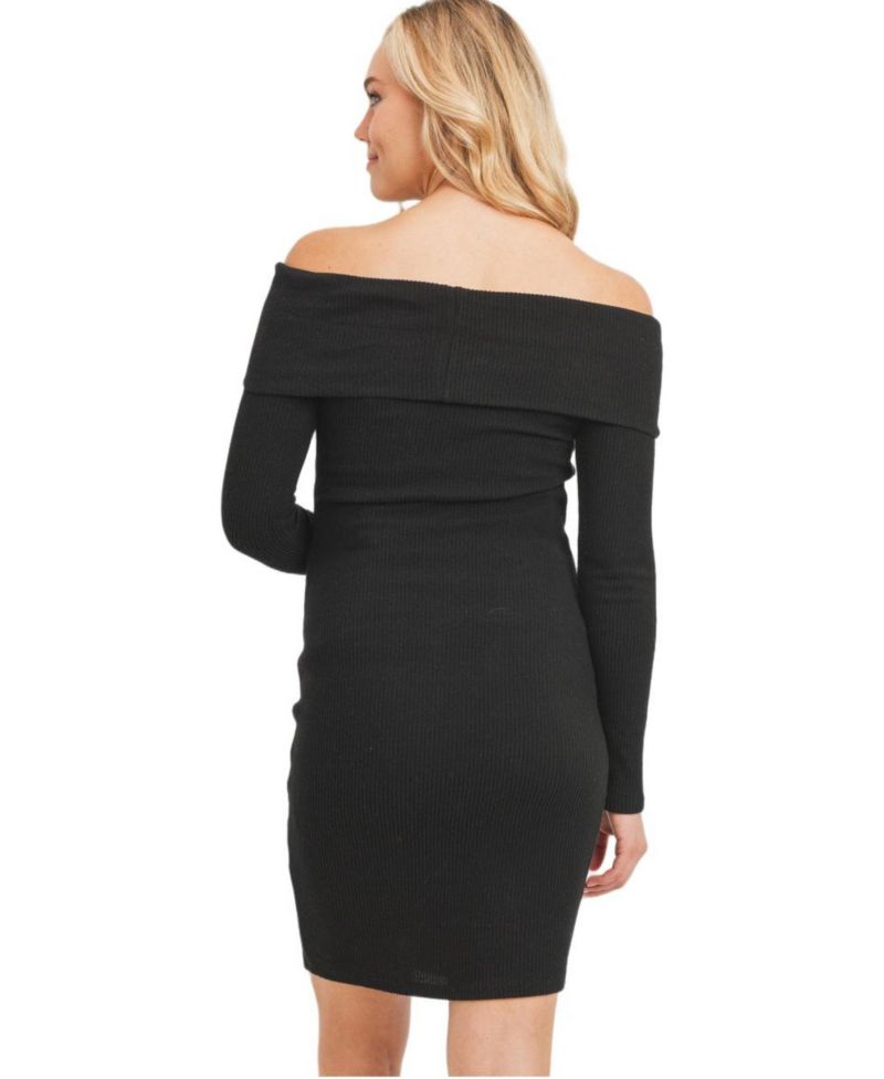 Women's Ribbed Off Shoulder Long Sleeve Bodycon Dress
