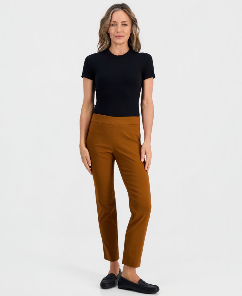 Petite Tummy-Control Cambridge Stretch Slim-Leg Pants