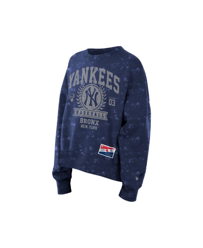 Women's Navy New York Yankees Throwback Oversized Boxy Sweatshirt
