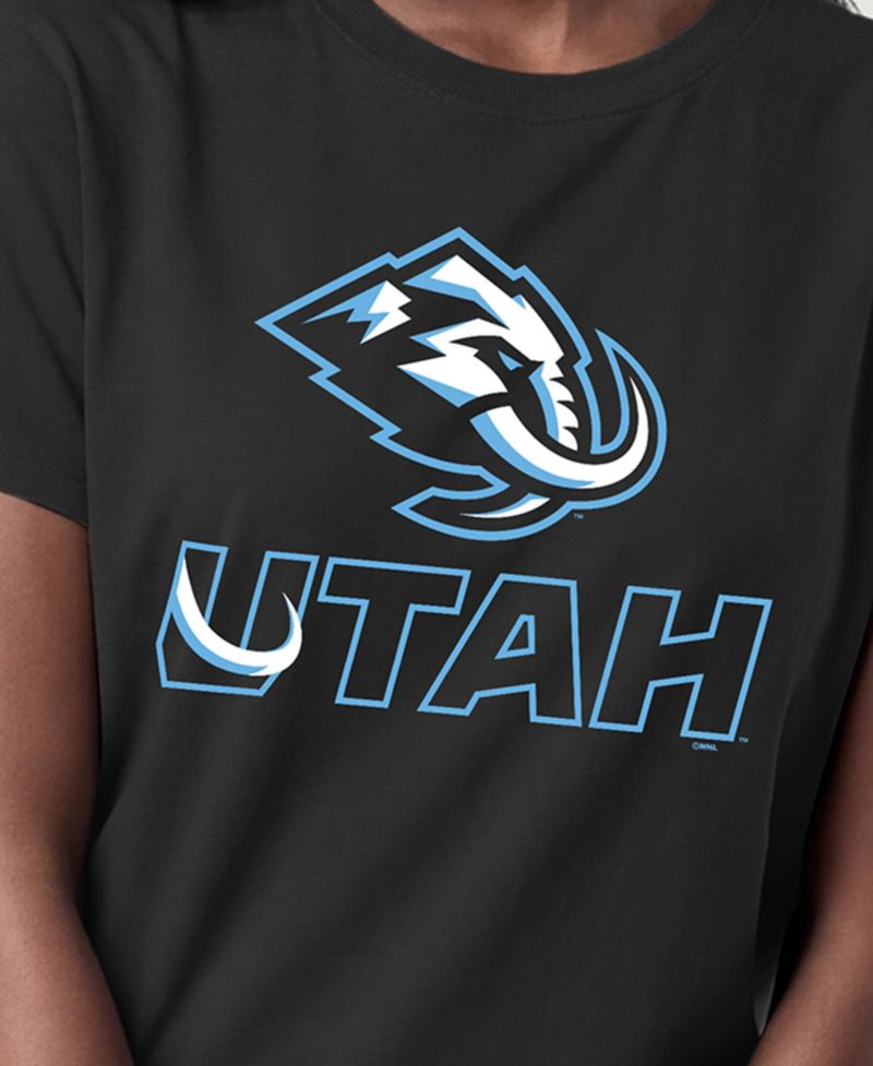 Women's Black Utah Mammoth Wordmark Lockup T-Shirt