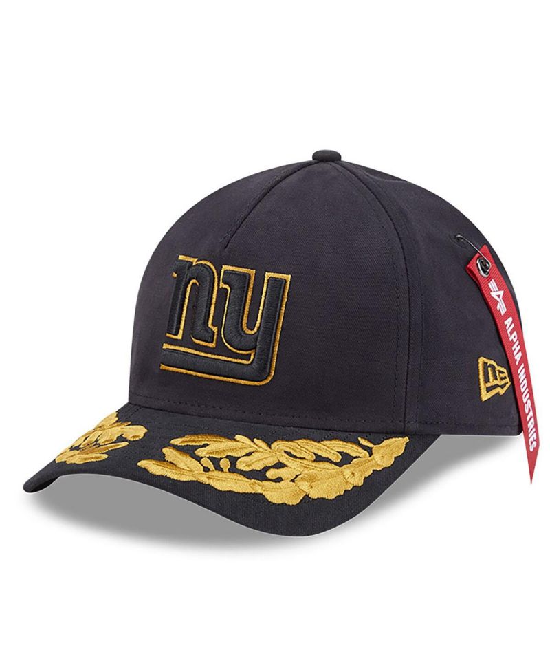 x Alpha Industries Men's Black New York Giants A-Frame 9FORTY Adjustable Hat