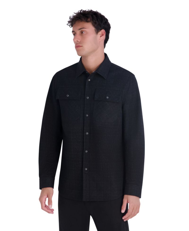 Men's Ponte Plaid Shirt Jacket