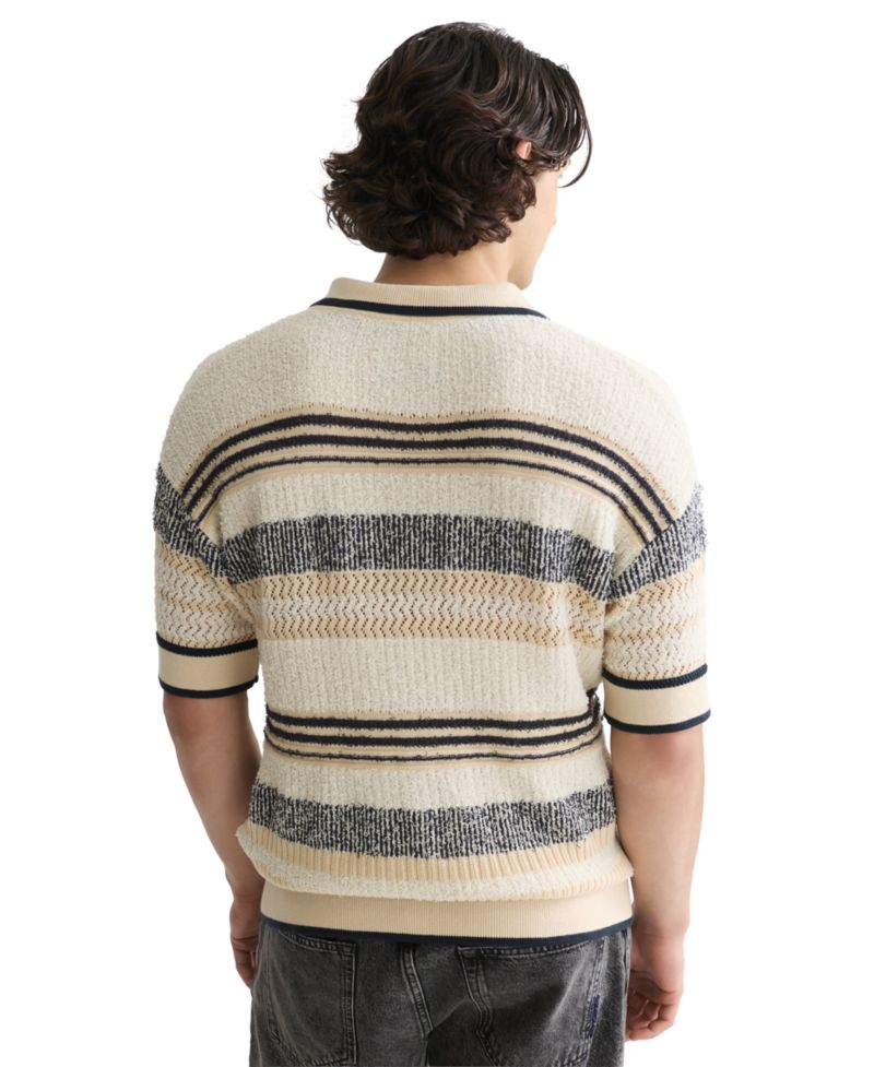 Men's Striped Short-Sleeve Knit Polo
