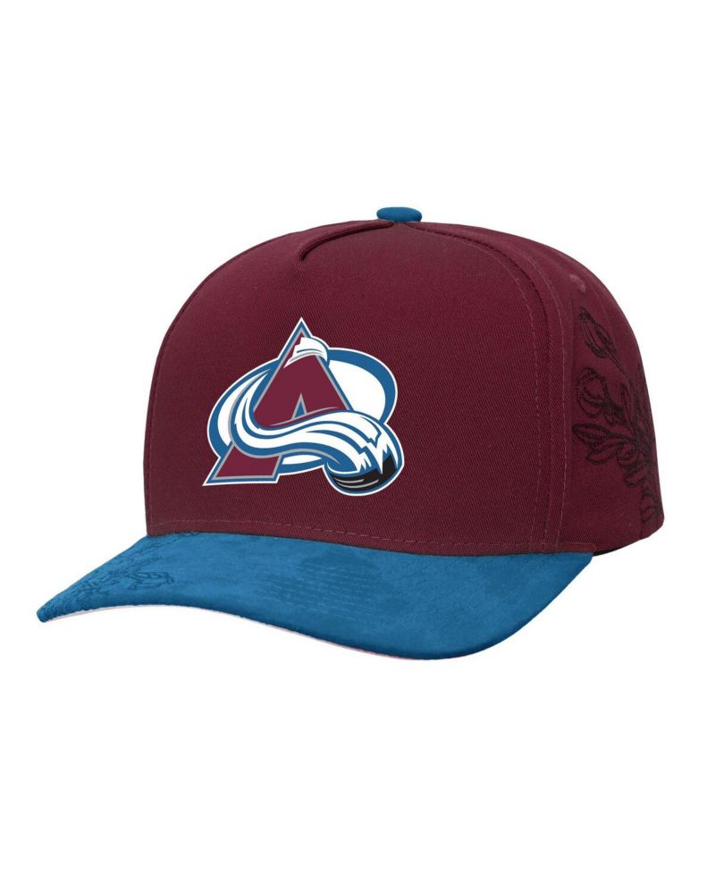 Mitchell Ness Men's Burgundy/Blue Colorado Avalanche May Flowers Pro Crown Adjustable Hat