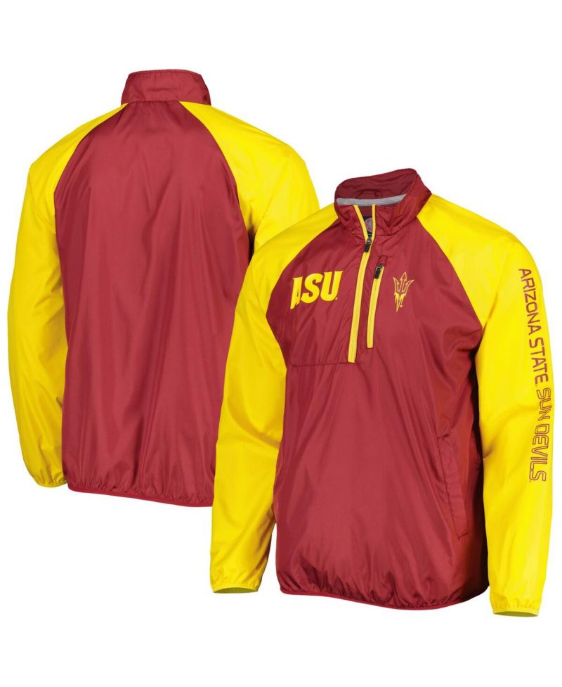 Men's Maroon/Gold Arizona State Sun Devils Point Guard Raglan Half-Zip Jacket