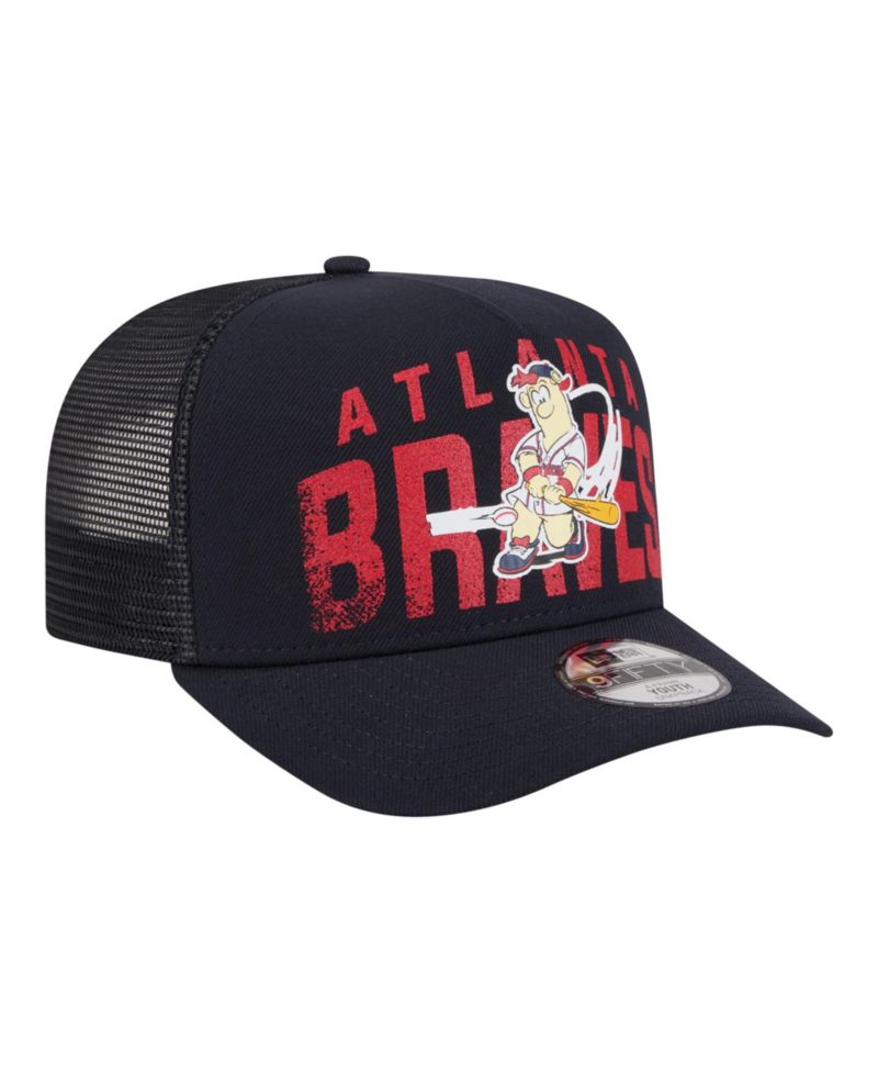Big Boys and Girls Navy Atlanta Braves Logo Fade A-Frame 9FIFTY Snapback Hat