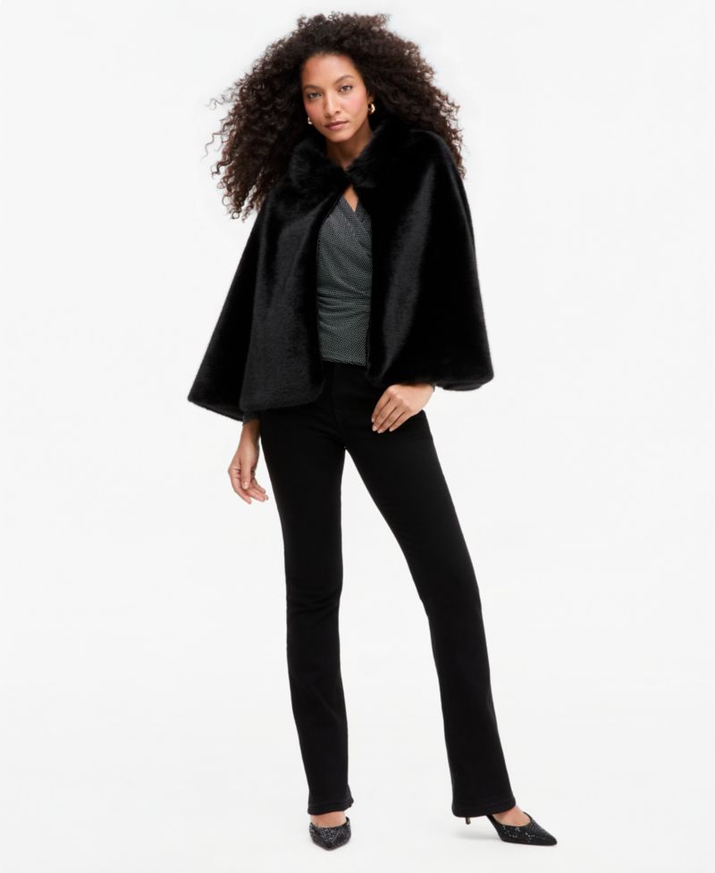 Women's Faux-Fur Curve Topper with Faux-Fur Collar