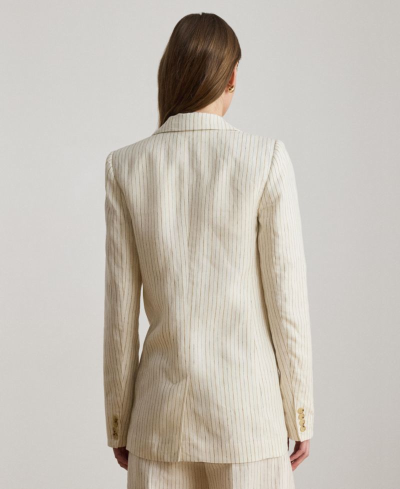 Women's Pinstripe Notch Lapel Long-Sleeve Blazer