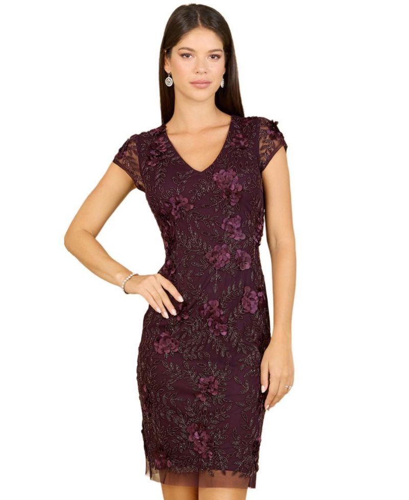 Women's - Cap Sleeve Embellished Dress