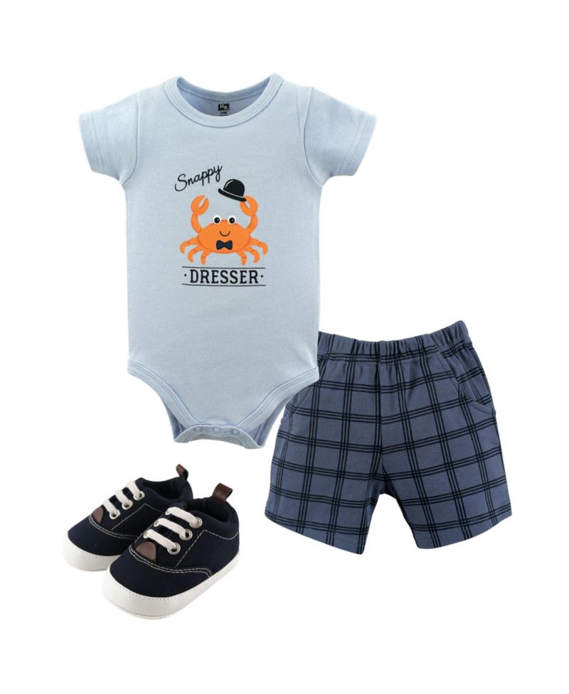 Baby Boys Hudson Cotton Bodysuit, Shorts and Shoe Set